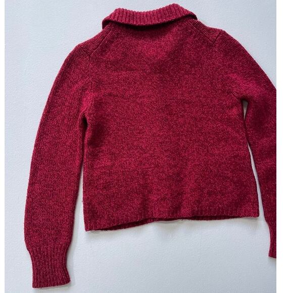 Eileen Fisher Red Wool Knit Cardigan Sweater Sz PS Collared Petite Minimal - Picture 5 of 8